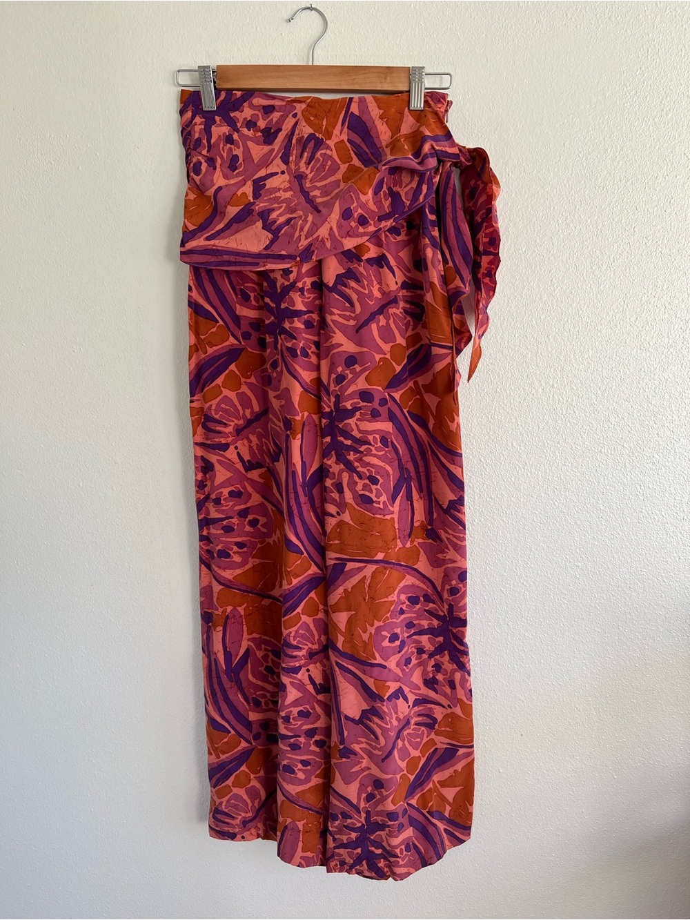 Andrea Jovine Pink, Purple & Brown Wide-Leg Wrap Pants